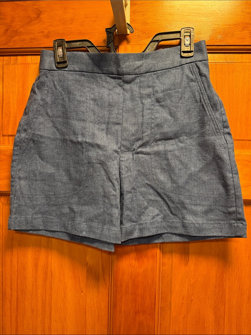 Banana Republic Slate Blue Linen-Blend Tailored Shorts